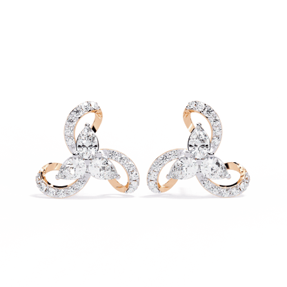 Petal Shaped Pear & Round Earrings