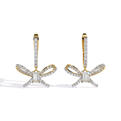 Emerald Knot n Bow Diamond Earrings