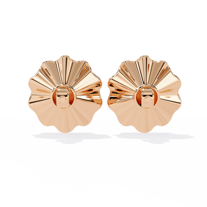 Golden Flower Round Diamond Studs
