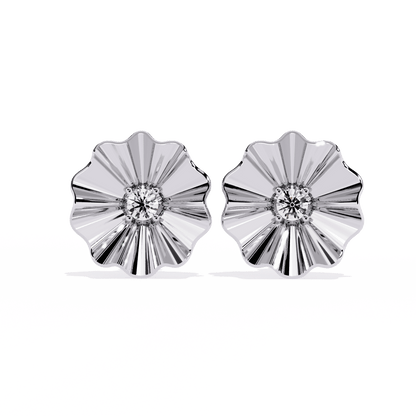 Golden Flower Round Diamond Studs