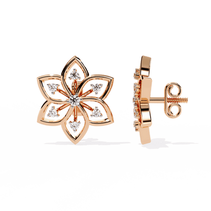 Radiant Flower Petal Diamond Earrings