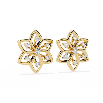 Radiant Flower Petal Diamond Earrings