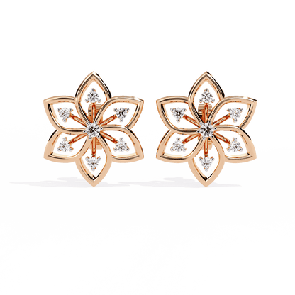 Radiant Flower Petal Diamond Earrings