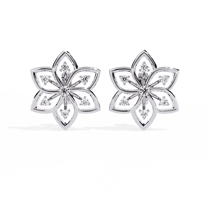 Radiant Flower Petal Diamond Earrings