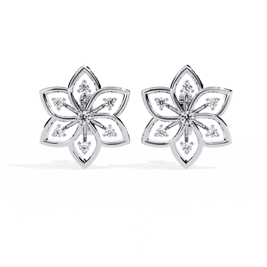 Radiant Flower Petal Diamond Earrings