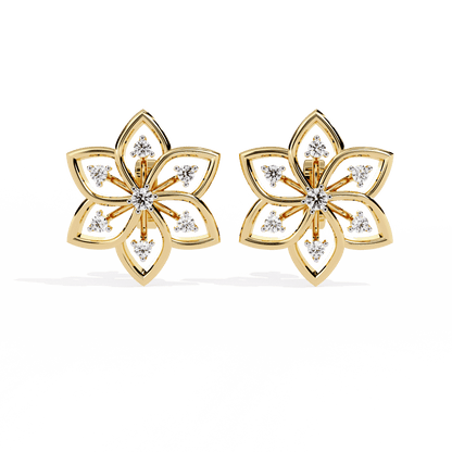 Radiant Flower Petal Diamond Earrings