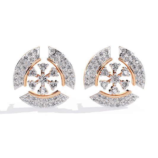 Radial Round Diamond Earrings