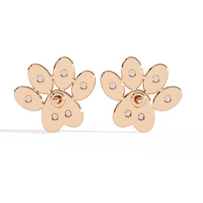Paw Shaped Diamond Earrings