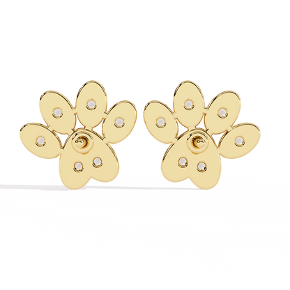 Paw Shaped Diamond Earrings