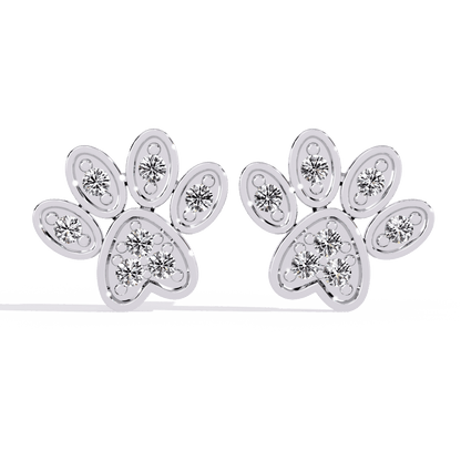 Paw Shaped Diamond Earrings