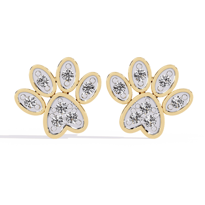 Paw Shaped Diamond Earrings