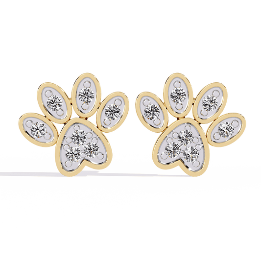 Paw Shaped Diamond Earrings