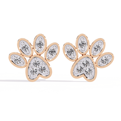 Paw Shaped Diamond Earrings
