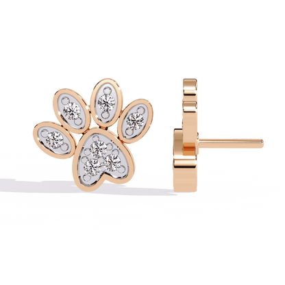Paw Shaped Diamond Earrings