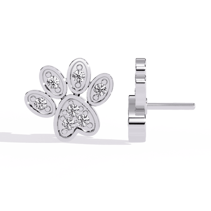 Paw Shaped Diamond Earrings