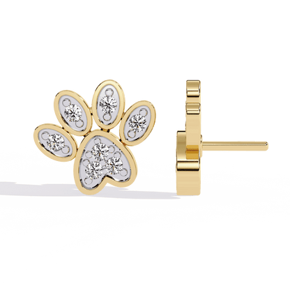 Paw Shaped Diamond Earrings