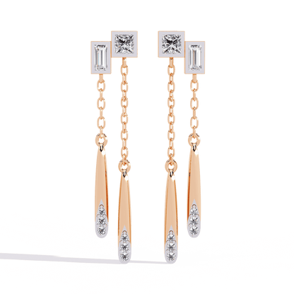 Baguette and Princess Chandelier Earrings