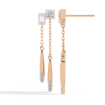 Baguette and Princess Chandelier Earrings