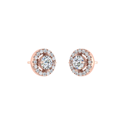 Light Weight Daily Wear Diamond Halo Earrings