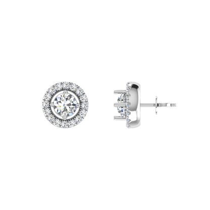Light Weight Daily Wear Diamond Halo Earrings