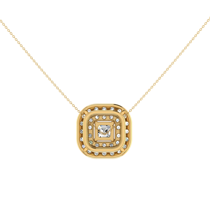 Beautiful Double Halo Centre Emerald Diamond Pendant Set