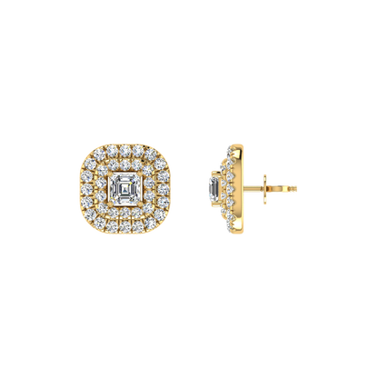Beautiful Double Halo Centre Emerald Diamond Earrings