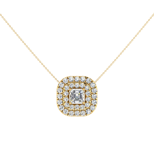 Beautiful Double Halo Centre Emerald Diamond Pendant