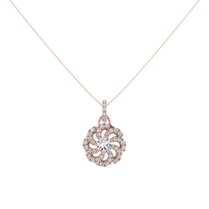 Round Floral Diamond Pendant