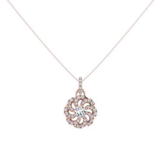 Round Floral Diamond Pendant Set