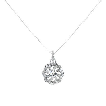 Round Floral Diamond Pendant