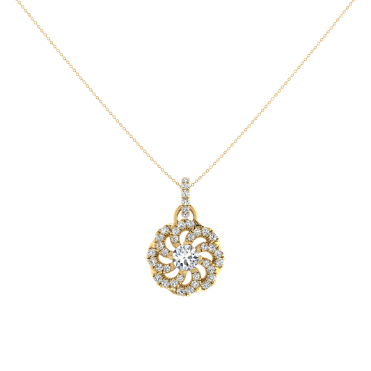 Round Floral Diamond Pendant