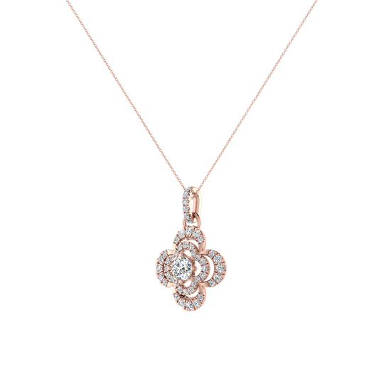 Lilly Petals Round Diamond Pendant Set