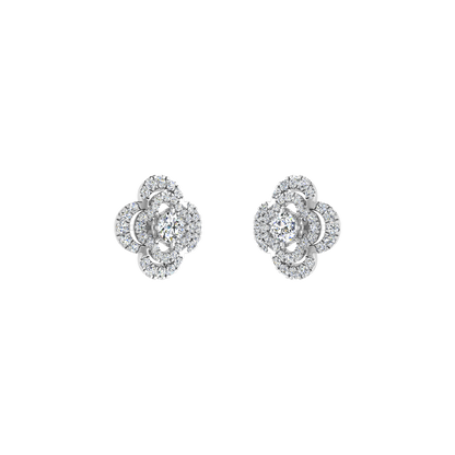 Lilly Petals Round Diamond Stud Earrings