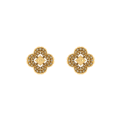 Lilly Petals Round Diamond Stud Earrings