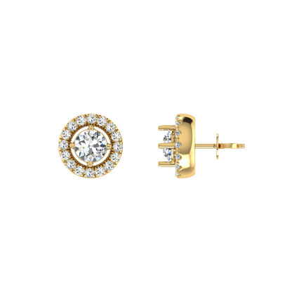 Light Weight Daily Wear Diamond Halo Earrings