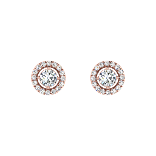 Light Weight Daily Wear Diamond Halo Earrings