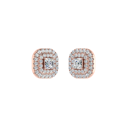 Beautiful Double Halo Centre Emerald Diamond Pendant Set