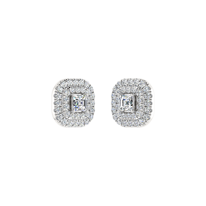Beautiful Double Halo Centre Emerald Diamond Pendant Set