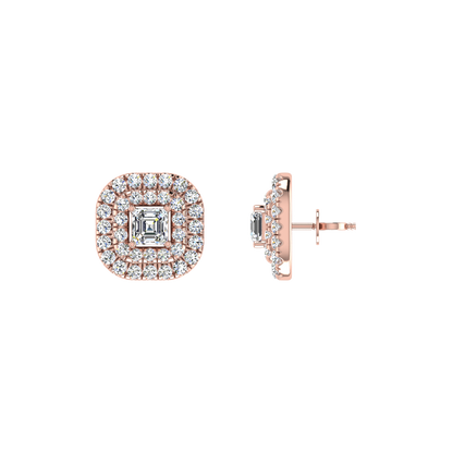Beautiful Double Halo Centre Emerald Diamond Pendant Set