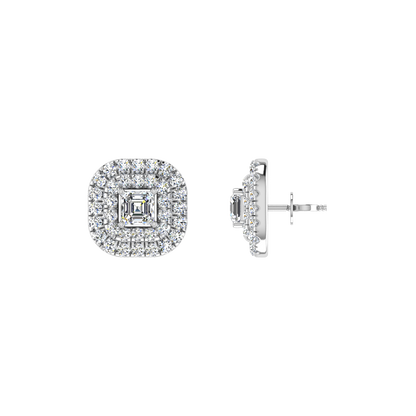 Beautiful Double Halo Centre Emerald Diamond Pendant Set