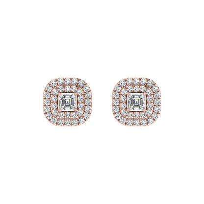 Beautiful Double Halo Centre Emerald Diamond Pendant Set