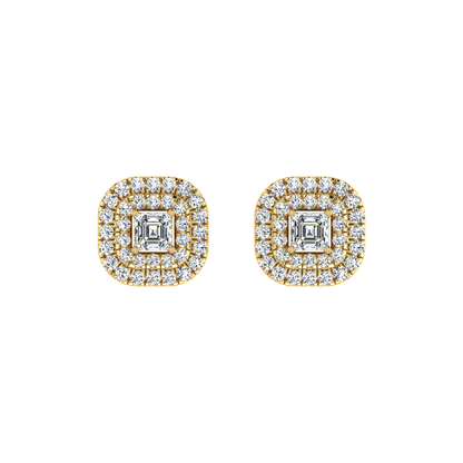 Beautiful Double Halo Centre Emerald Diamond Pendant Set