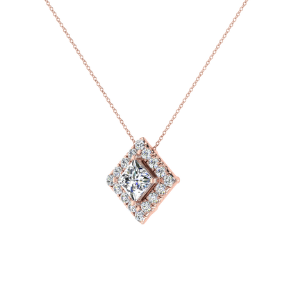 Dashing Princess Cut Solitaire Halo Pendant