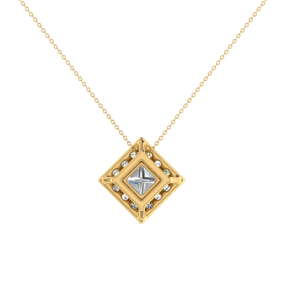 Dashing Princess Cut Solitaire Halo Pendant