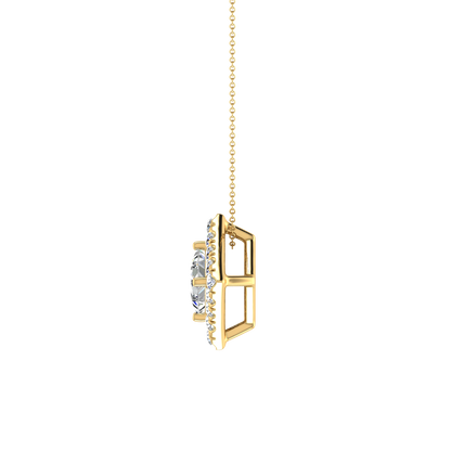 Dashing Princess Cut Solitaire Halo Pendant