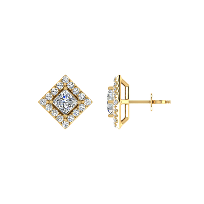 Dashing Princess Cut Solitaire Halo Pendant Set