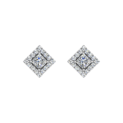 Dashing Princess Cut Solitaire Halo Pendant Set
