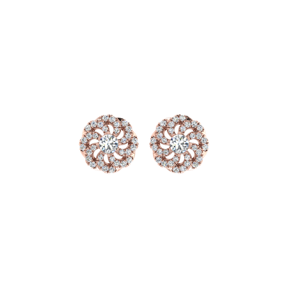Round Floral Diamond Earrings