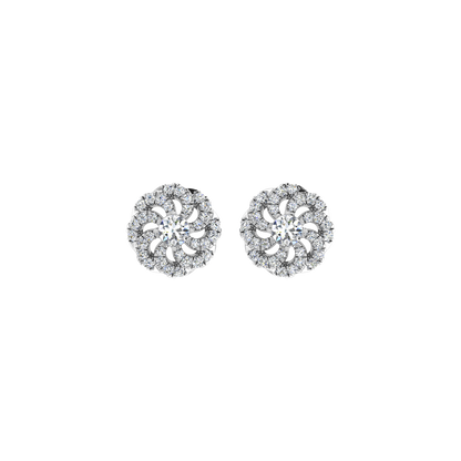 Round Floral Diamond Earrings