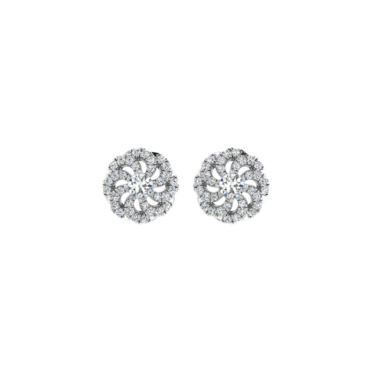 Round Floral Diamond Earrings